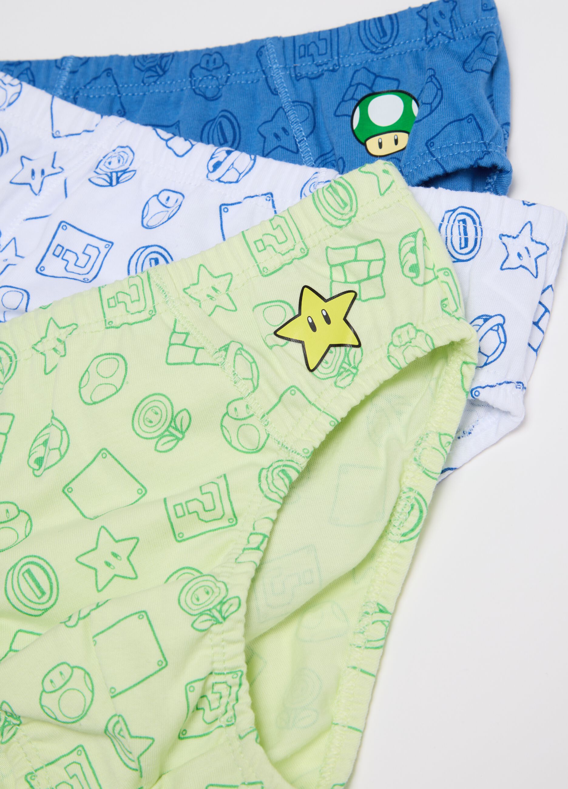 Slip da bambino in puro cotone multicolor con stampa Super Mario
