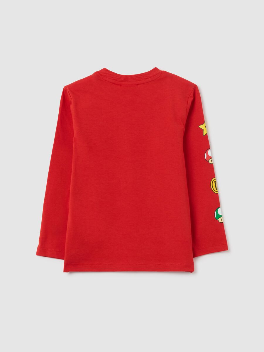 Red pure cotton children's sweater with Super Mario print_1