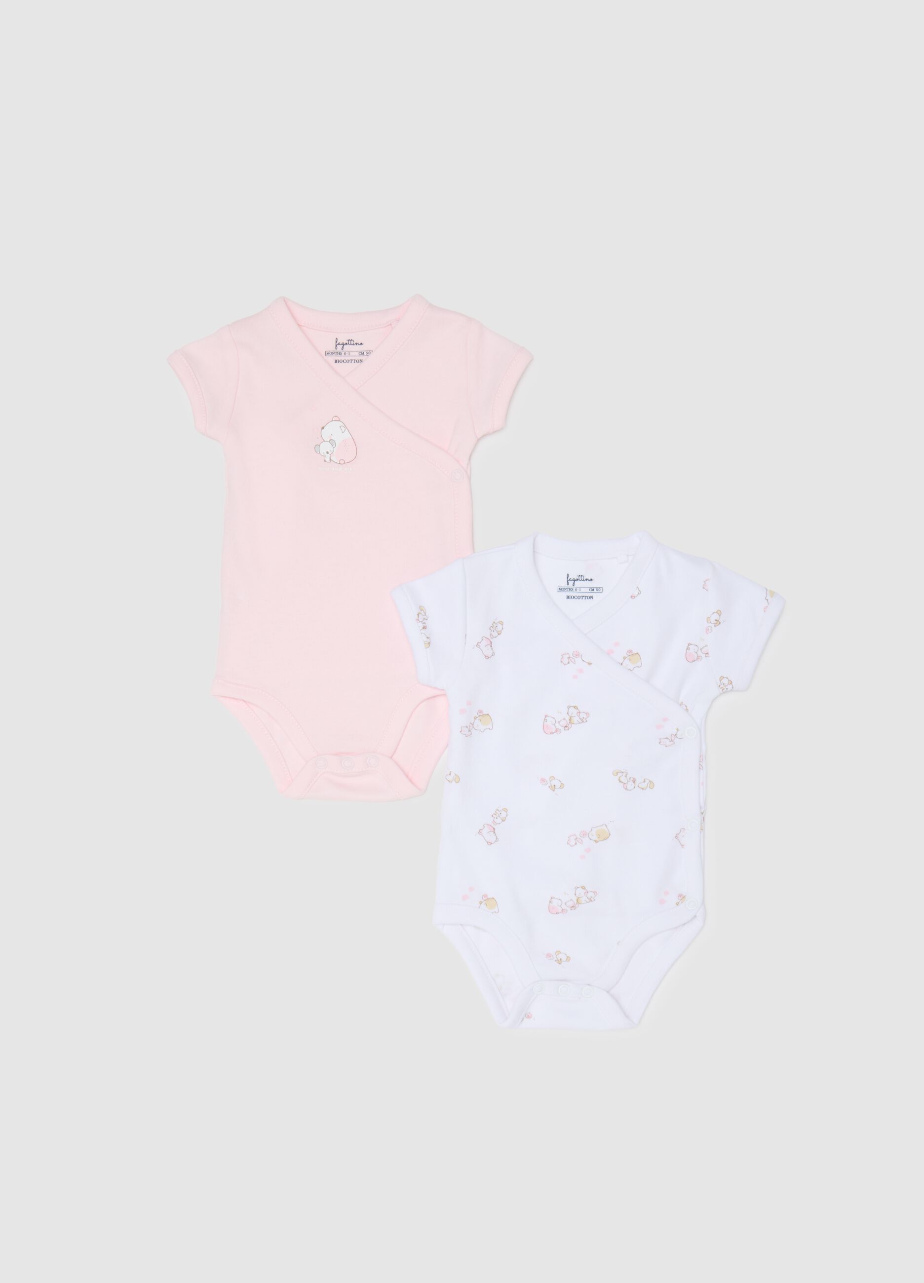 Newborn Bodysuit Twin Pack in Multicoloured Pure Cotton