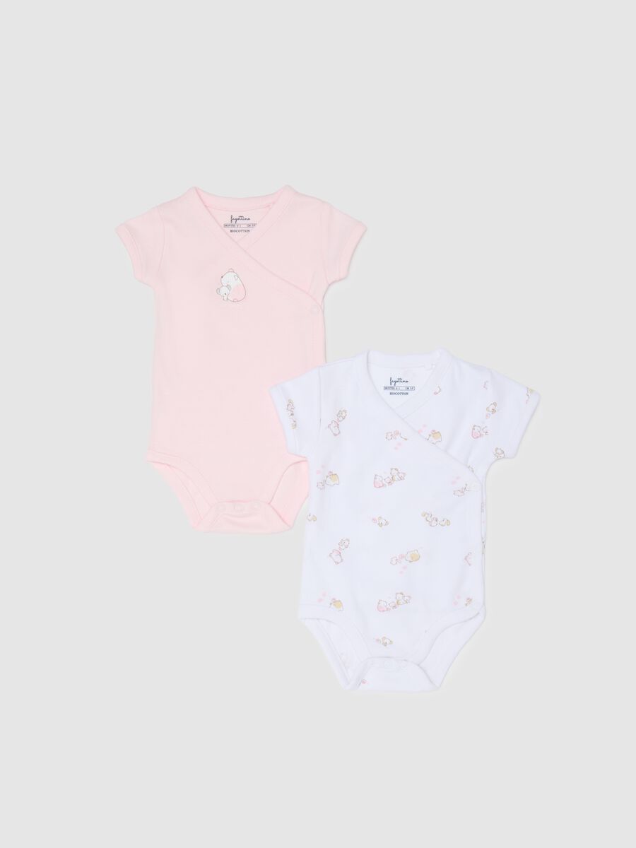 Newborn Bodysuit Twin Pack in Multicoloured Pure Cotton_0