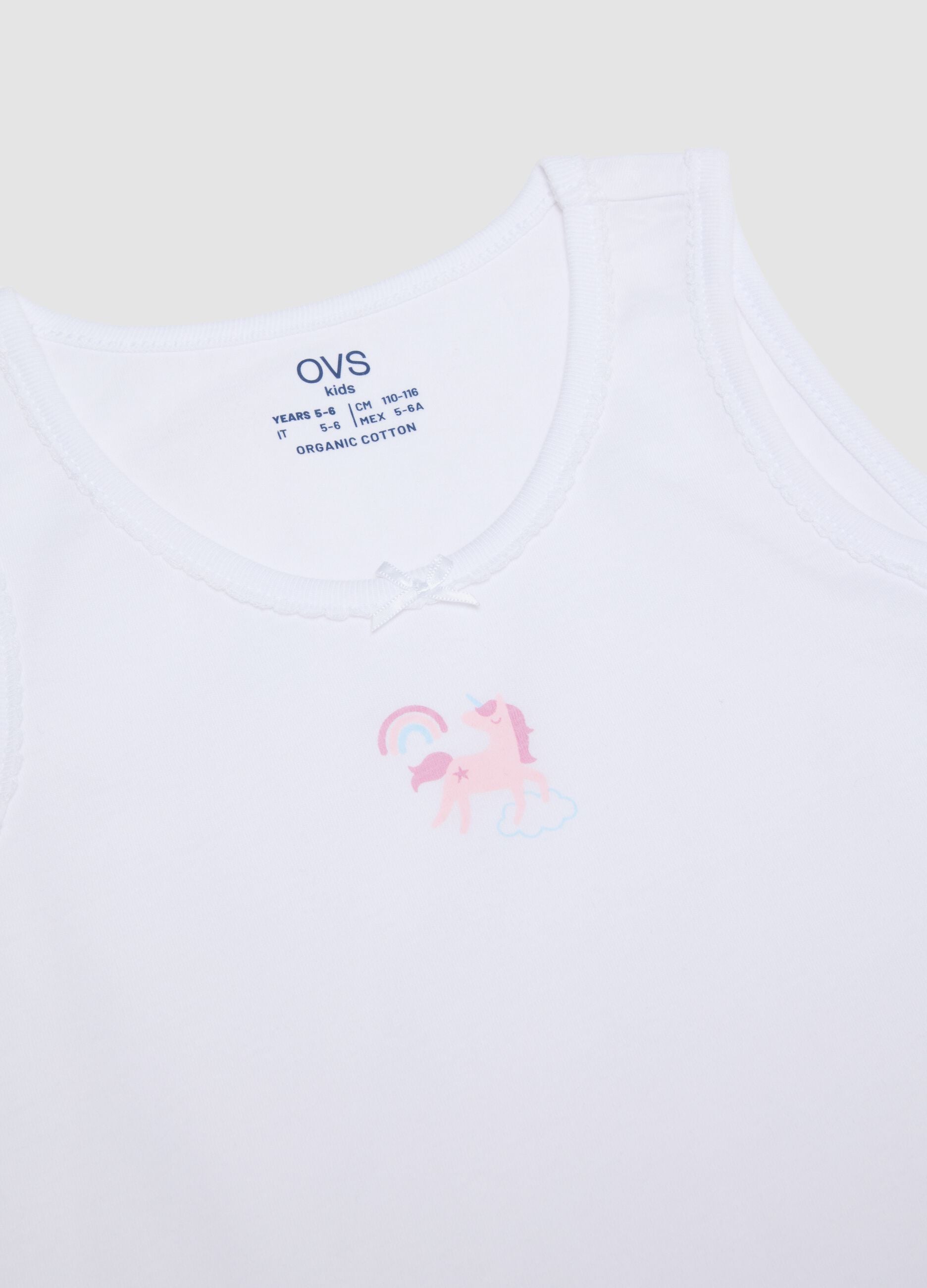 2-pack of girls&rsquo; white organic cotton vests, regular fit