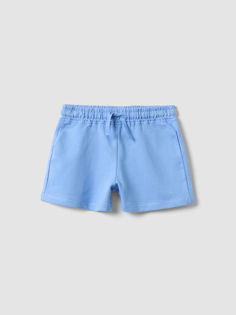 Girls&rsquo; light blue pure cotton shorts, regular fit_0