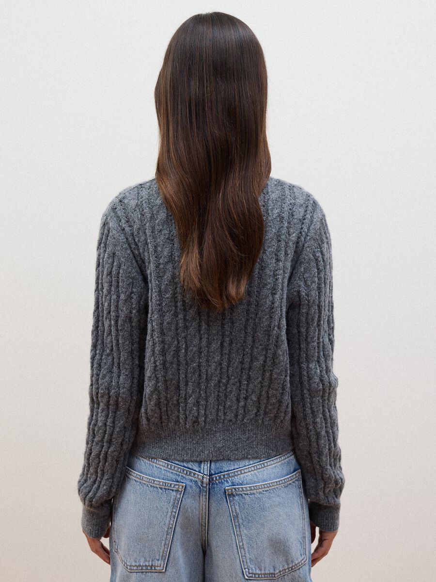Grey wool-blend cable-knit cardigan_3
