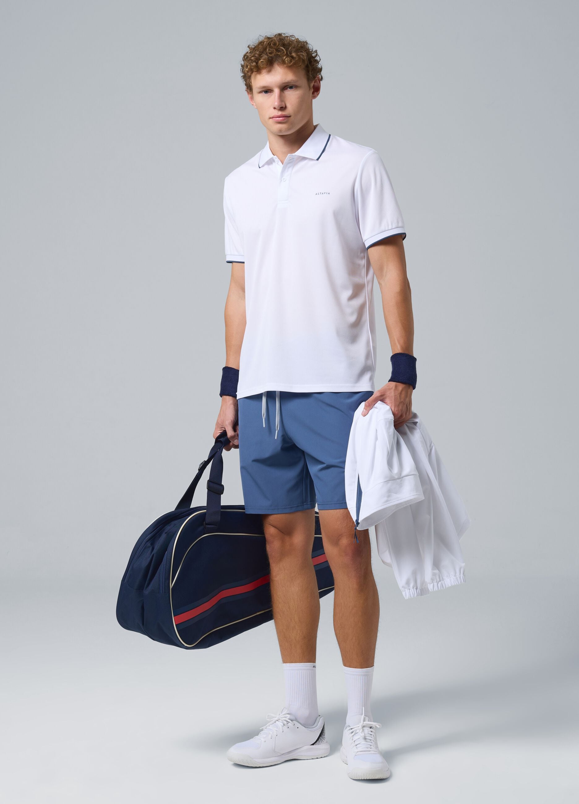 White ALTAVIA COURT sports polo in technical fabric