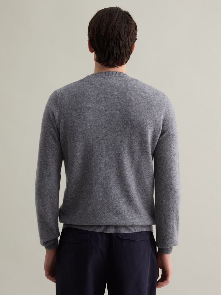 Mélange pullover with round neck in lambswool_3