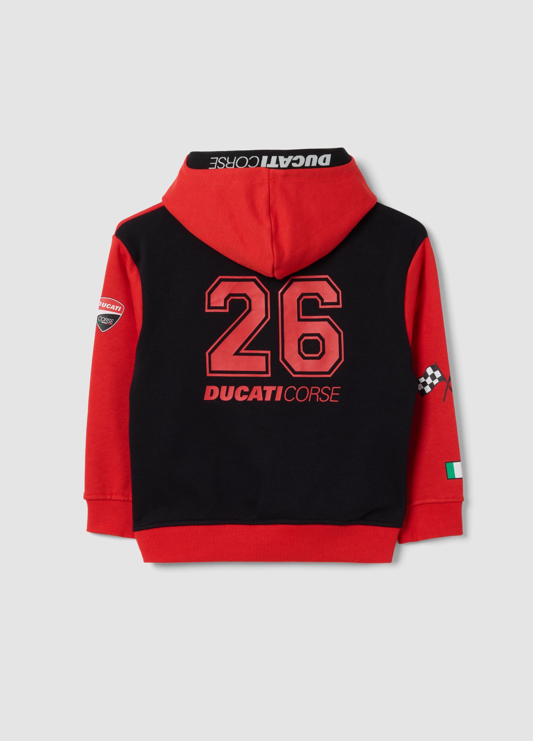 Black and red cotton-blend fleece hoodie with Ducati styling