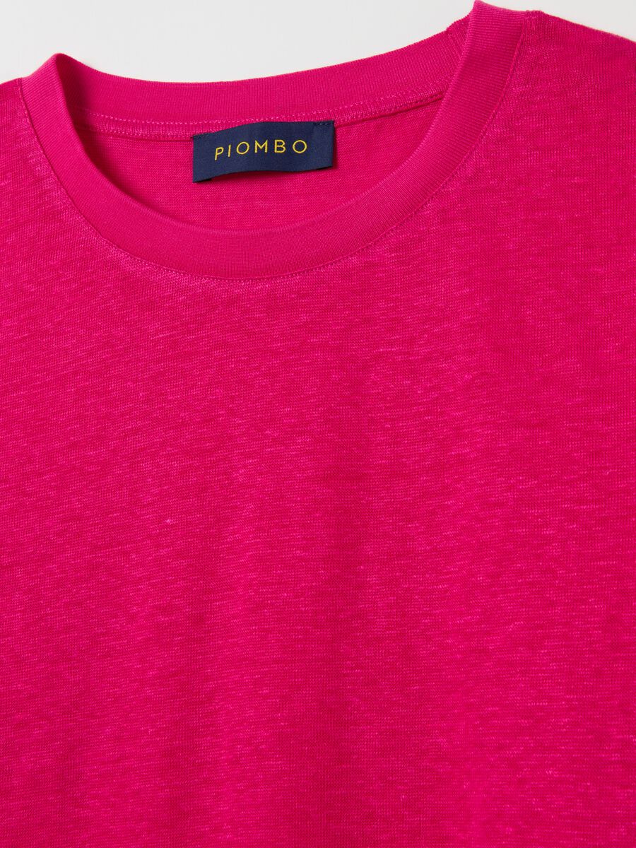 Linen T-shirt with round neck_5