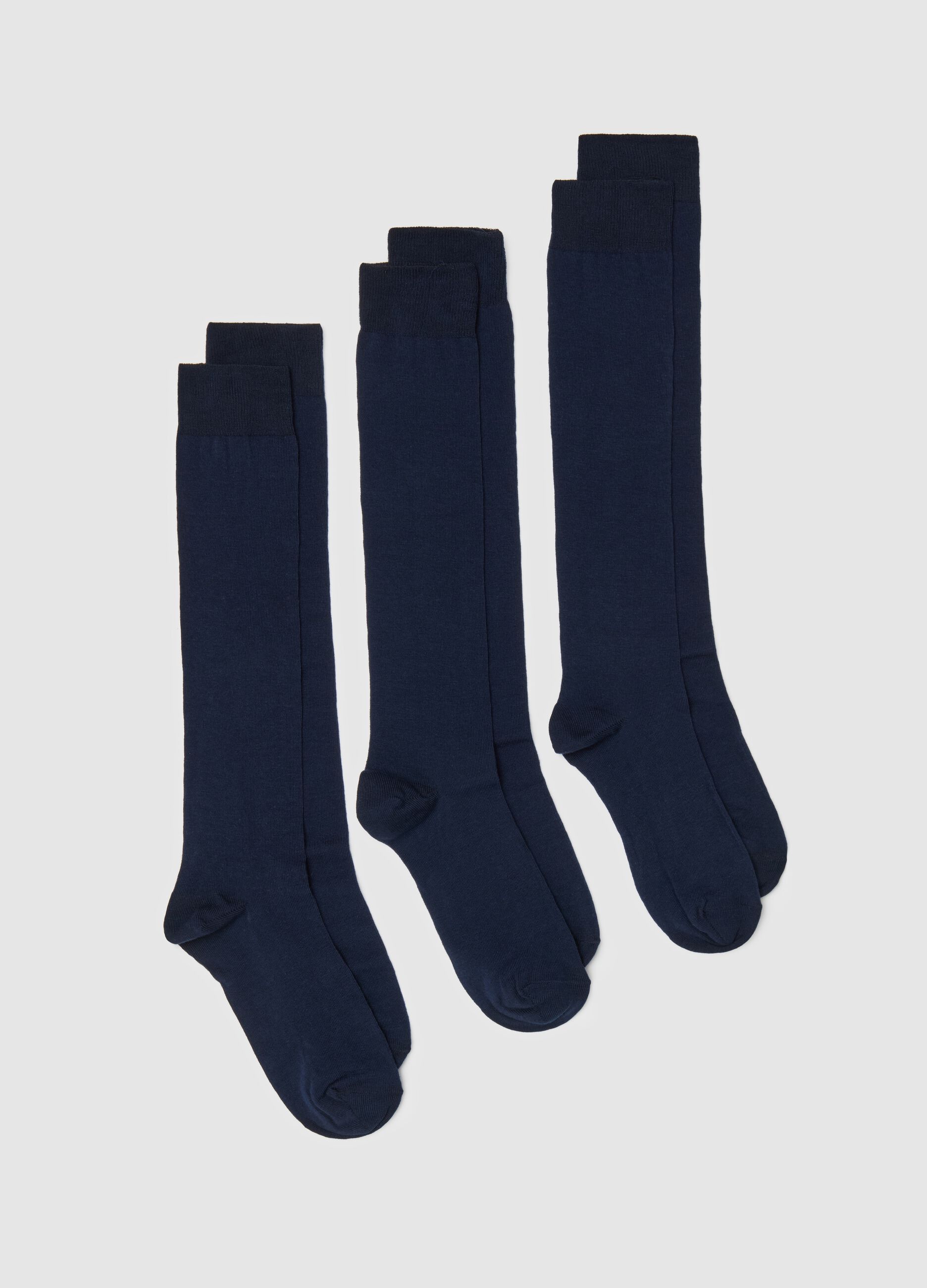 Three-pair pack long socks in organic cotton