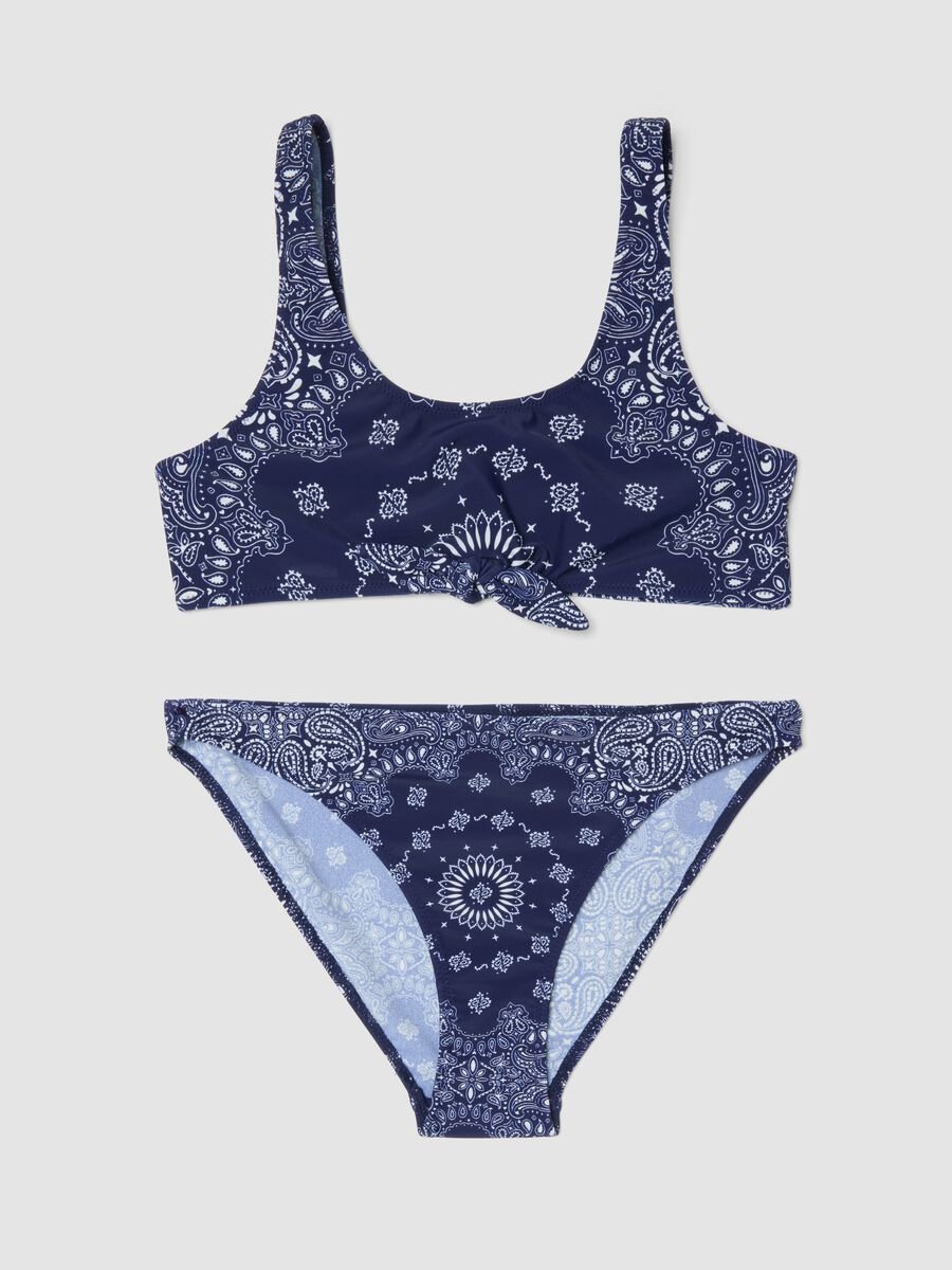 Girls&rsquo; blue stretch bikini with paisley print_0