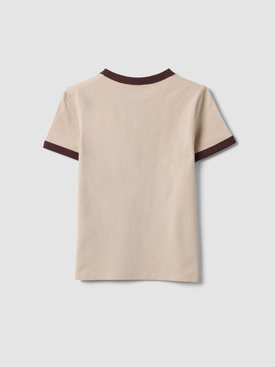 Pink cotton T-shirt with front graphic print and contrast trims_5