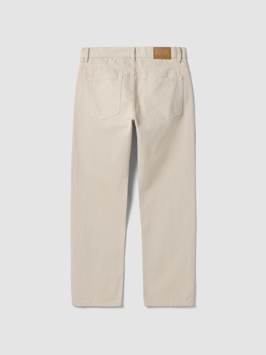 Jeans beige in twill di puro cotone straight fit_2