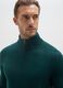 Green Regular Fit High-Neck Sweater with Short Zip_3