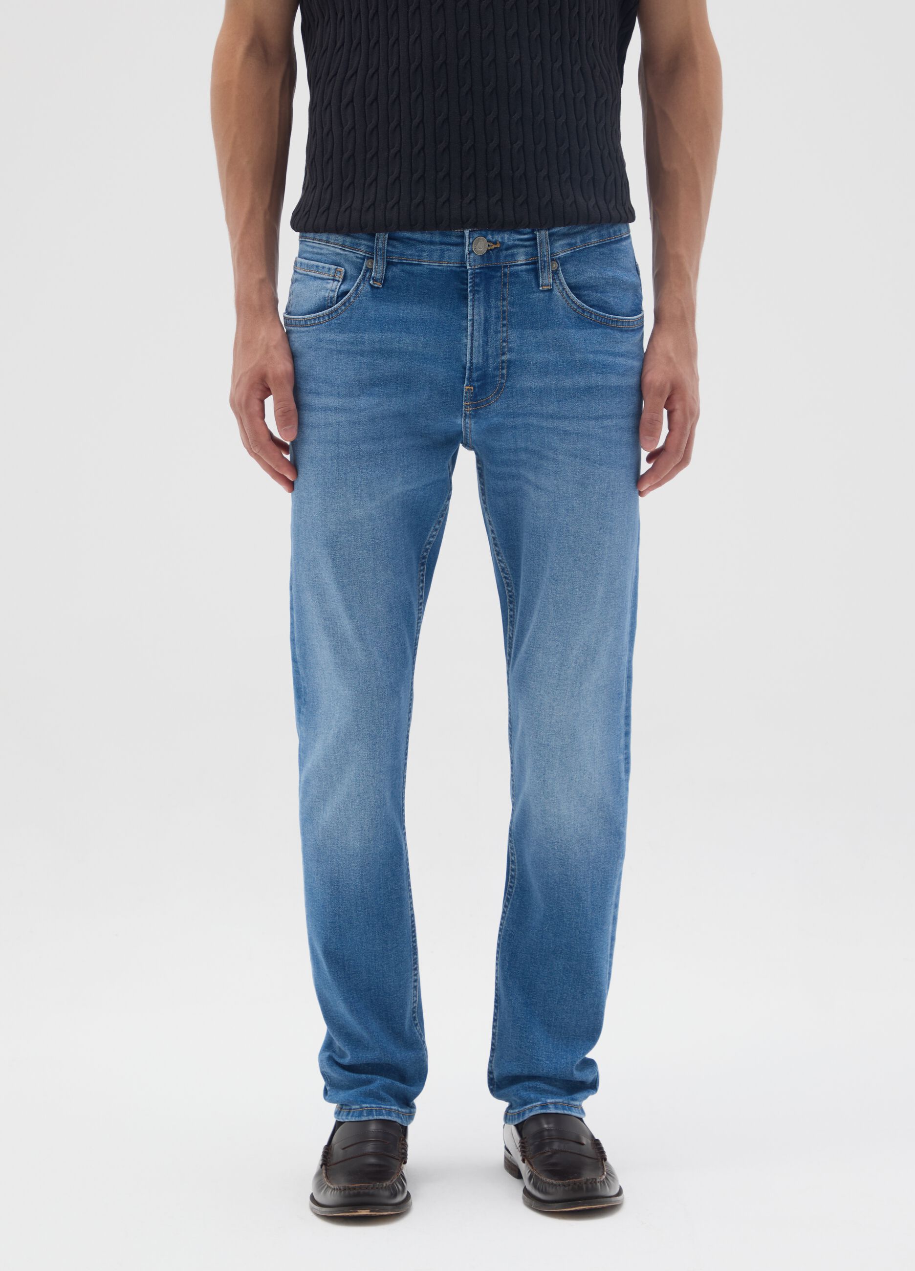 Blue Stretch Cotton Skinny Fit Jeans