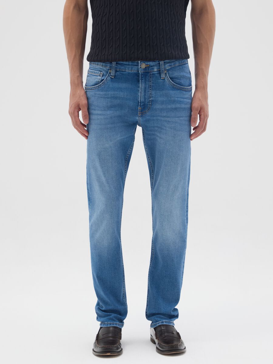 Jeans in cotone elasticizzato blu skinny fit_1