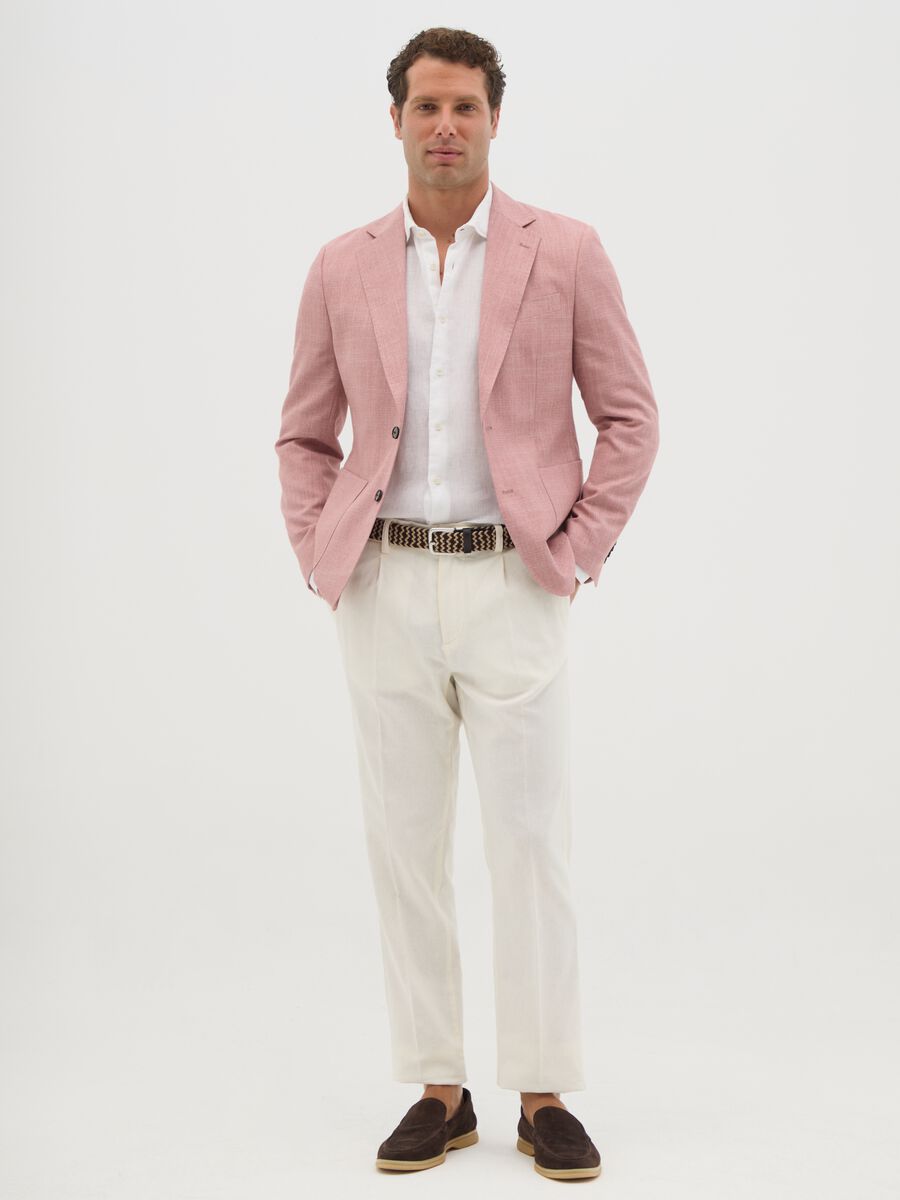 Pink slim-fit single-breasted blazer_1