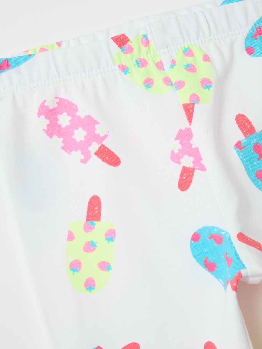Three-quarter leggings in stretch cotton with print_3