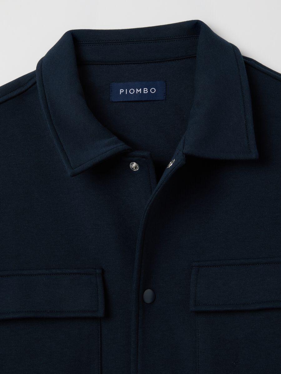 Blue Cotton-Blend Sweatshirt with Buttons_5