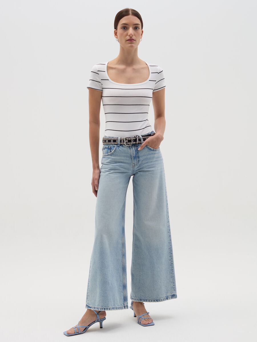Striped bodysuit with short sleeves_0