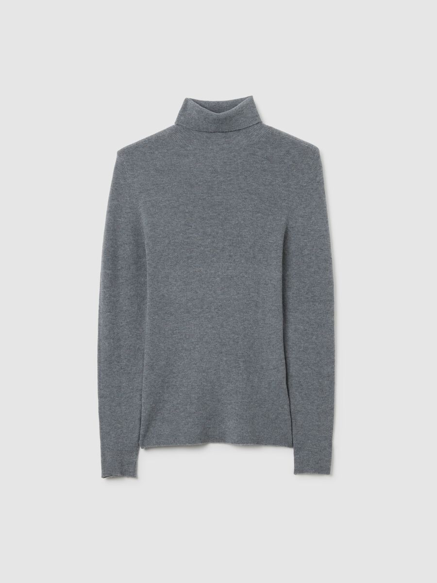 Dolcevita in misto cotone grigio regular fit_4