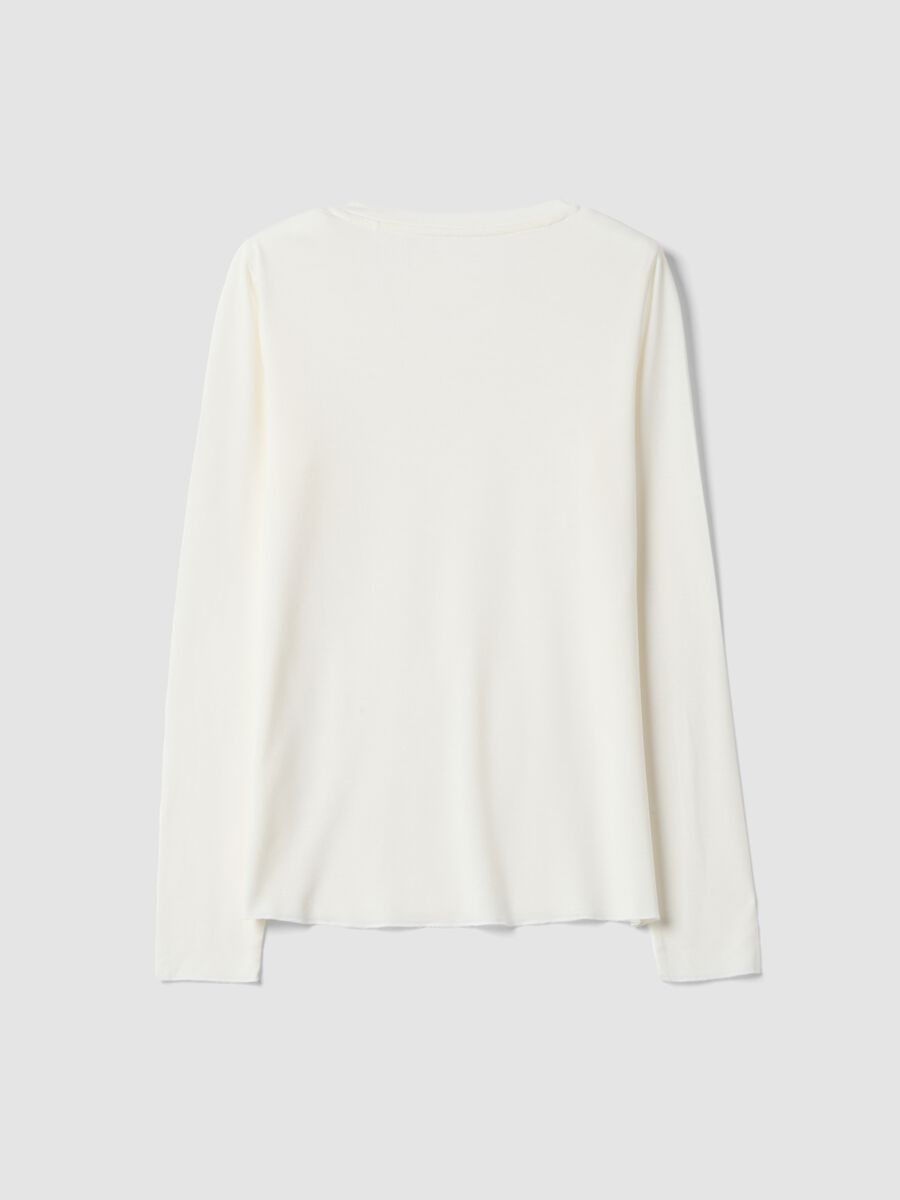 T-shirt bianca in modal elasticizzato con girocollo regular fit_6
