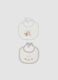 2-pack white organic cotton baby bibs with animal print_0