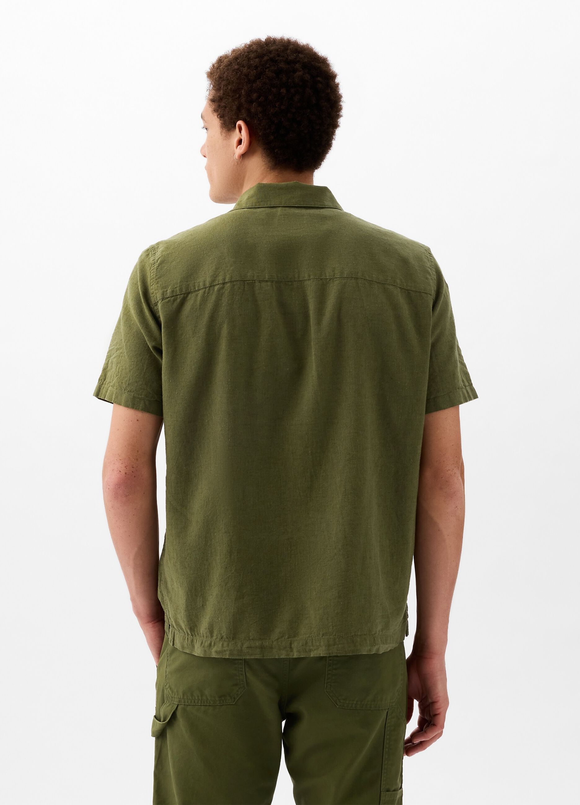 Linen and cotton short-sleeved shirt