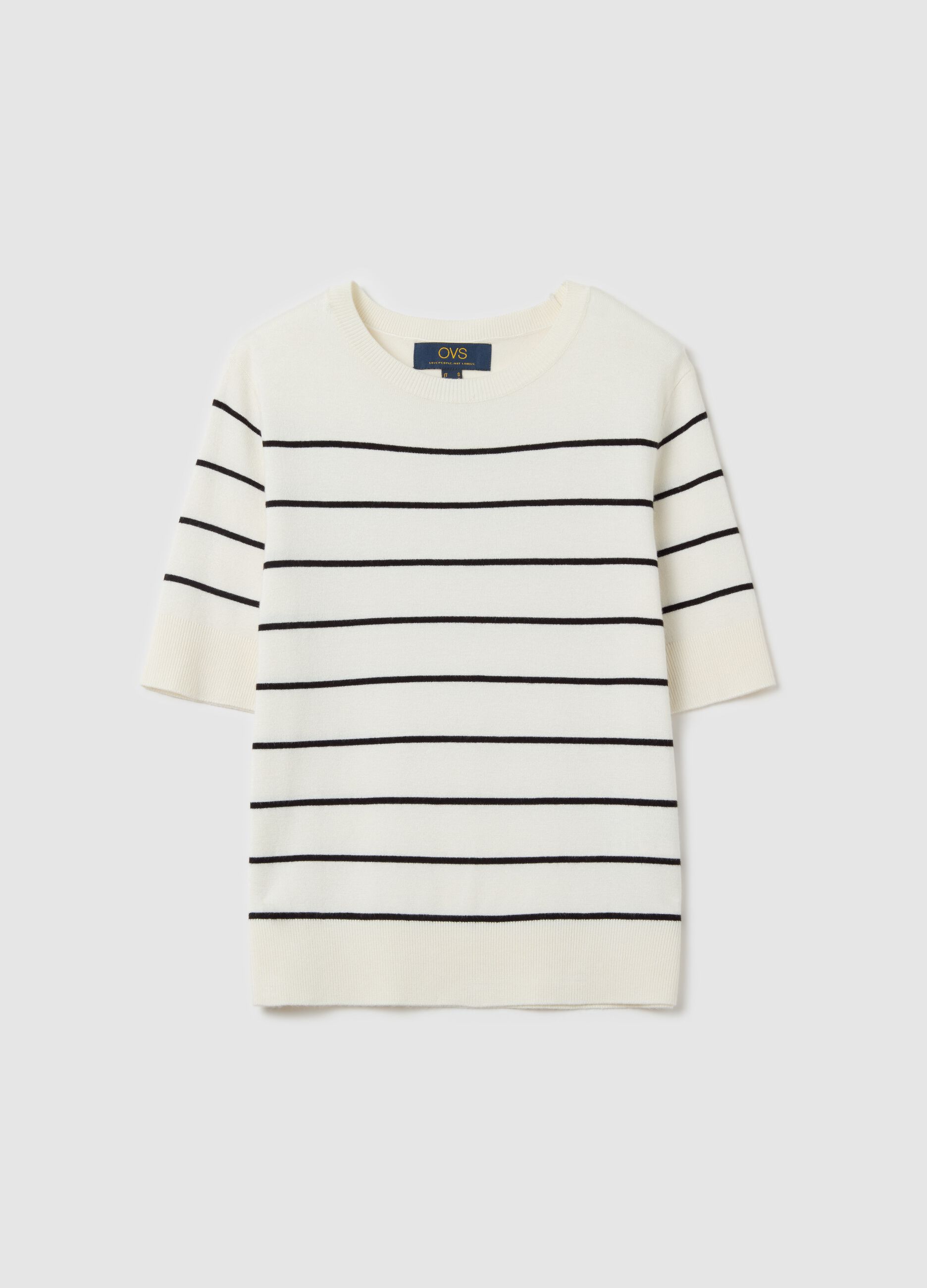 Short-sleeved top with striped design
