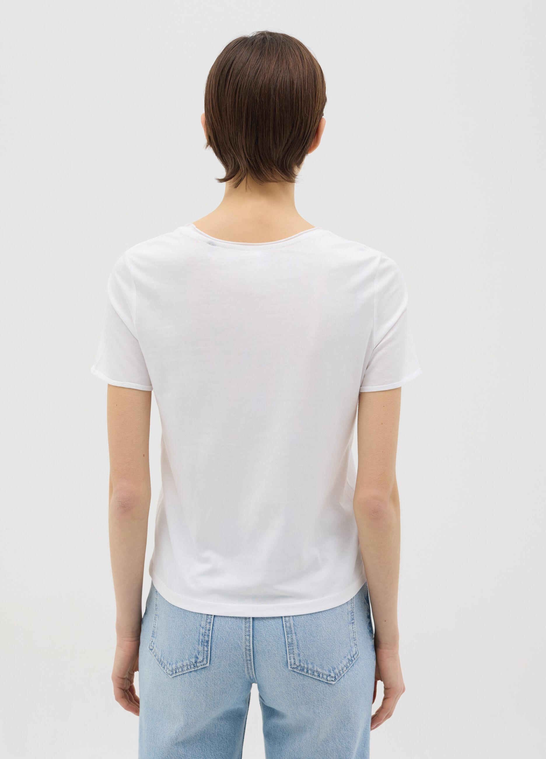White relaxed-fit T-shirt in cotton