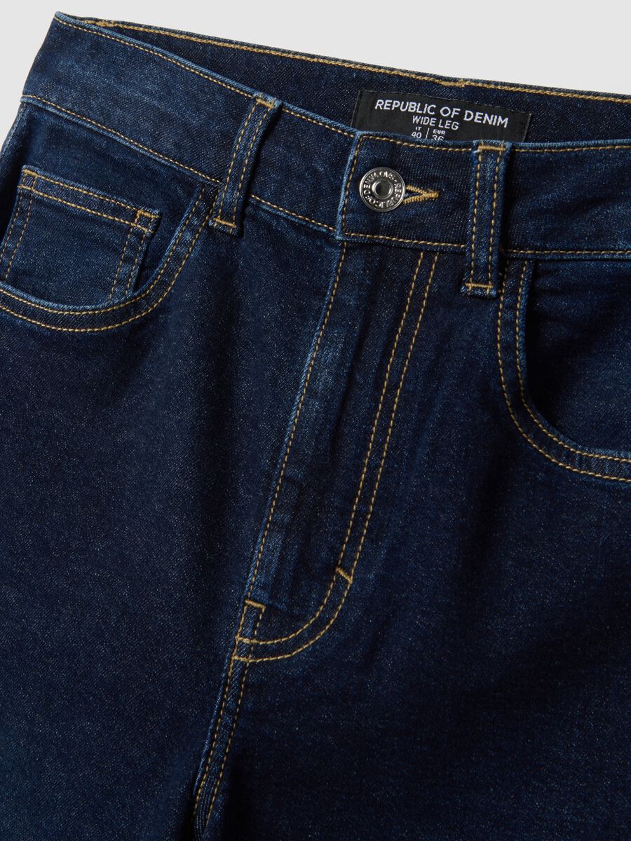 Blue Stretch Cotton Wide Leg Jeans_6