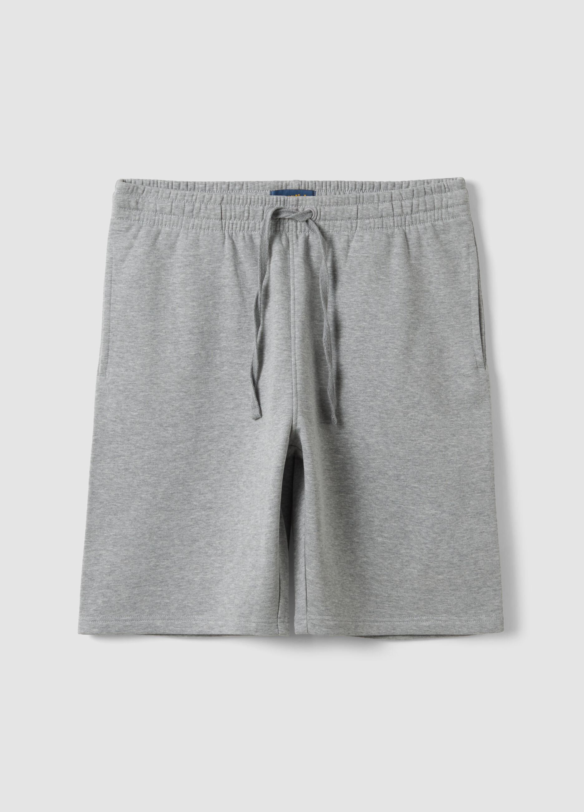 Grey cotton-blend shorts with elasticated waist, regular fit