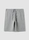 Grey cotton-blend shorts with elasticated waist, regular fit_0