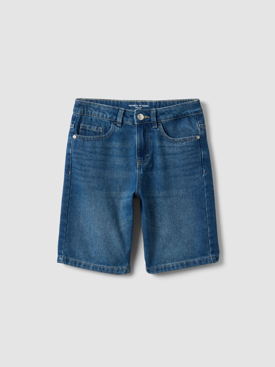 Boys&rsquo; blue denim cotton-blend regular-fit shorts_3