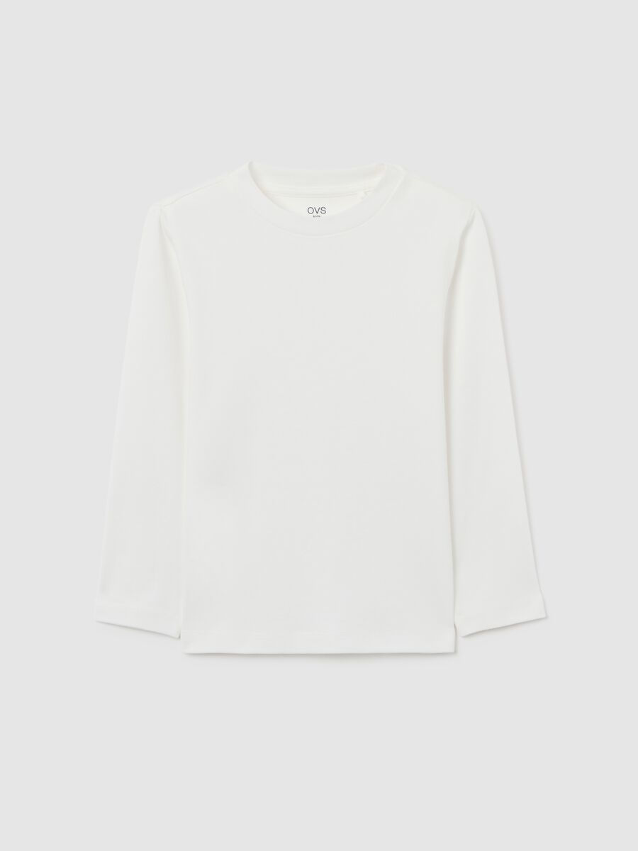 Children's pure cotton regular fit long sleeve white top_0