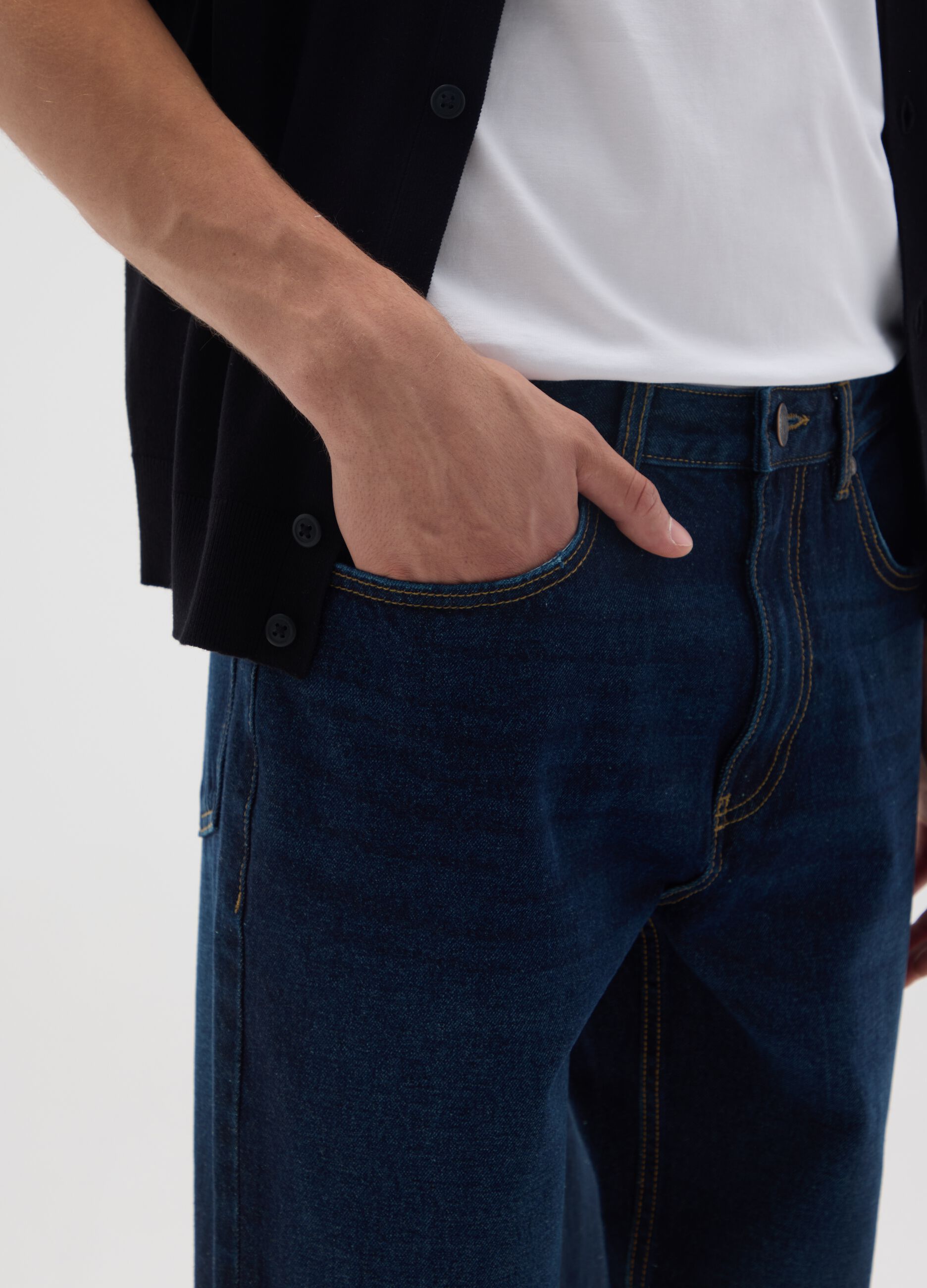 Jeans in puro cotone blu regular tapered