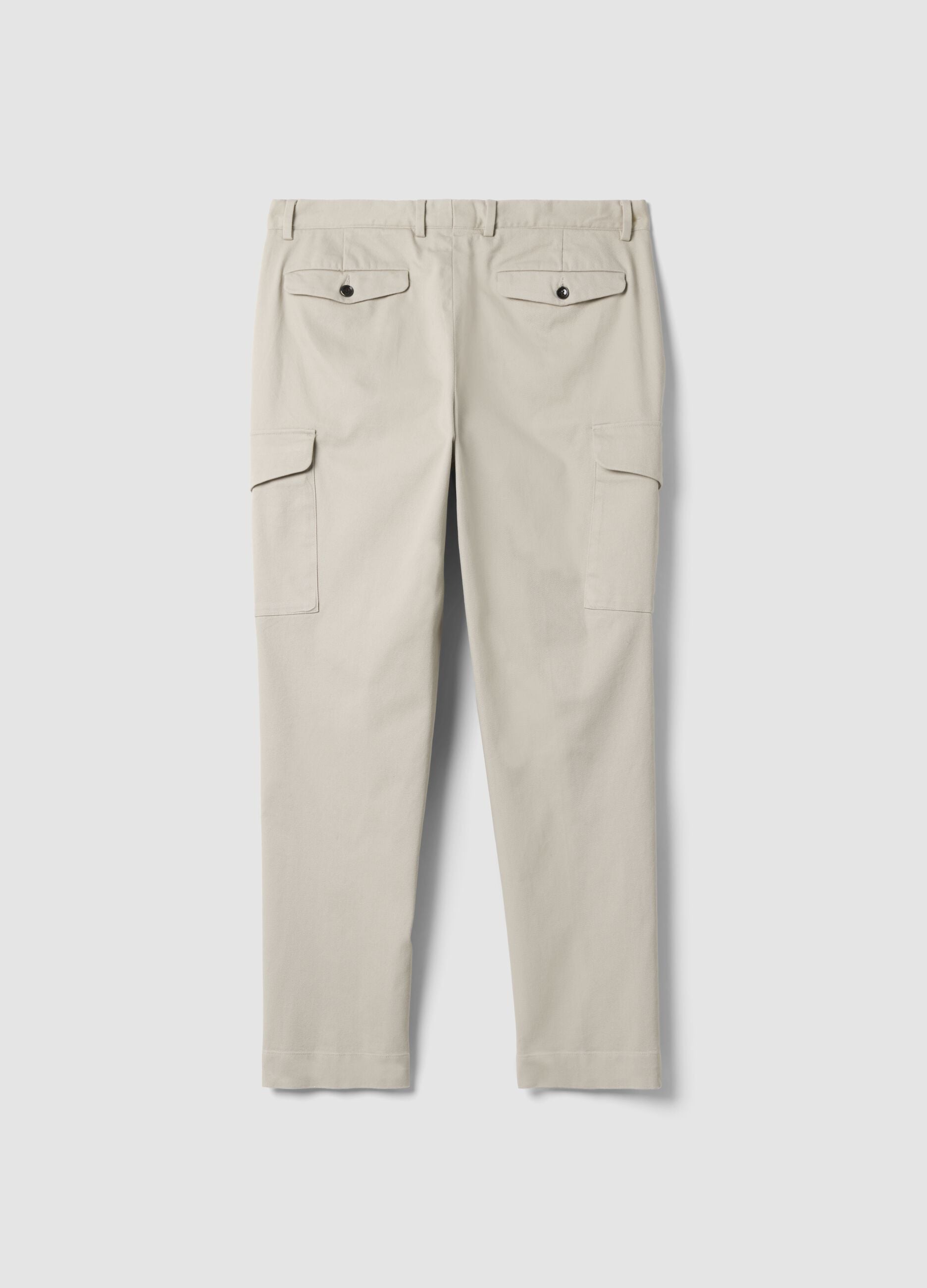Pantaloni grigi cargo in twill di cotone elasticizzato comfort fit