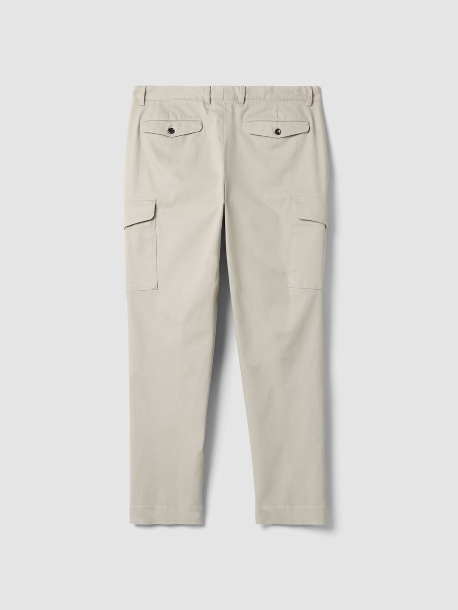 Pantaloni grigi cargo in twill di cotone elasticizzato comfort fit_2