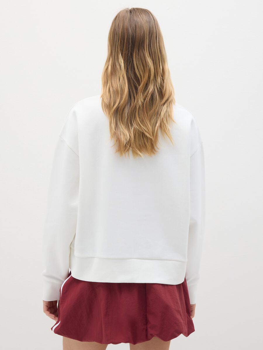 White cotton blend sweatshirt with regular fit_3