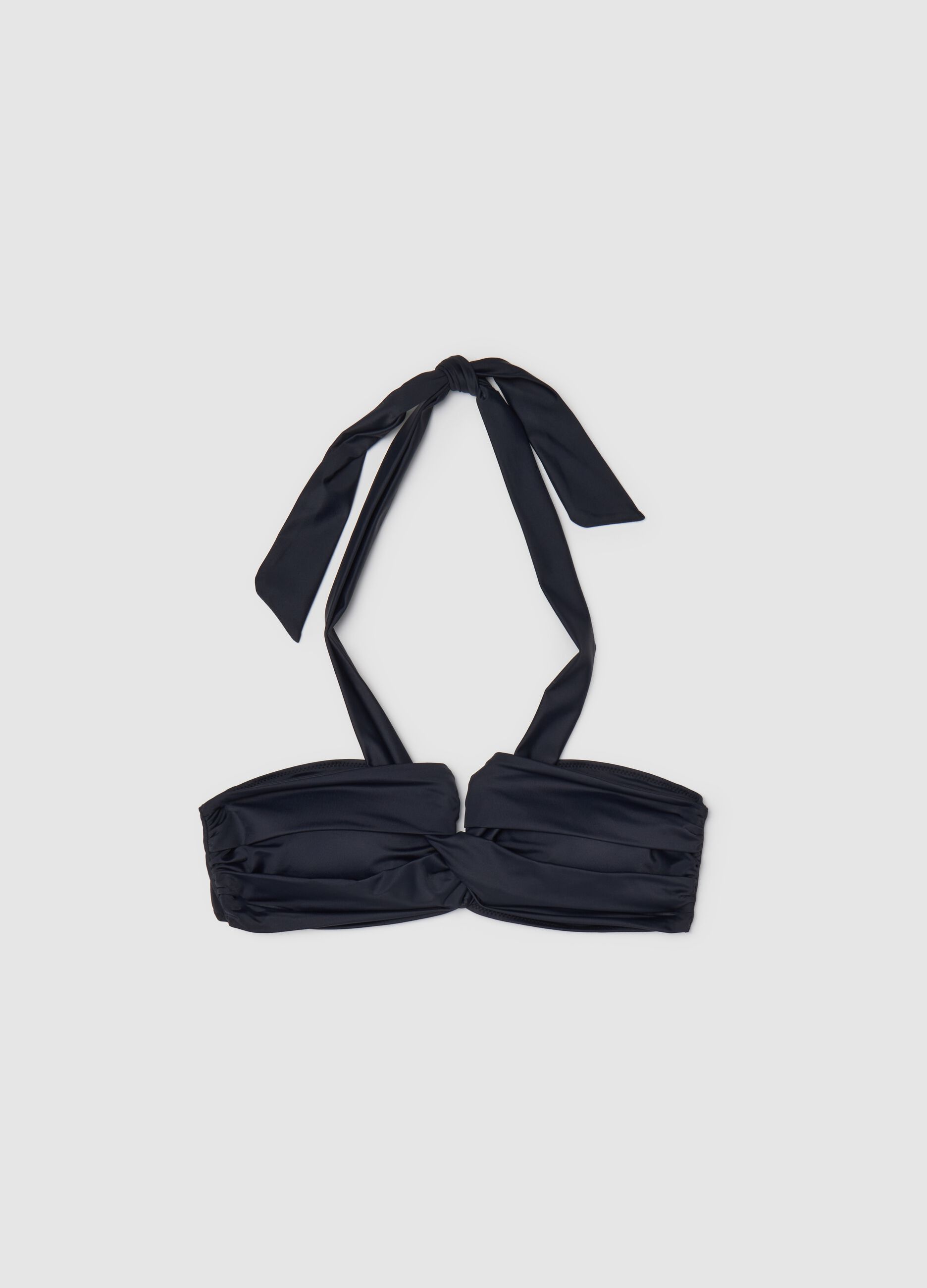 Women’s bikini top in blue stretch fabric