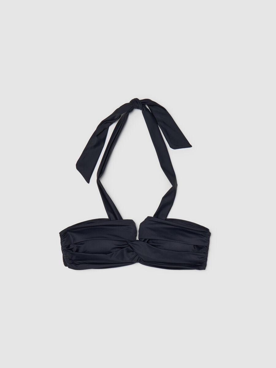 Women’s bikini top in blue stretch fabric_4