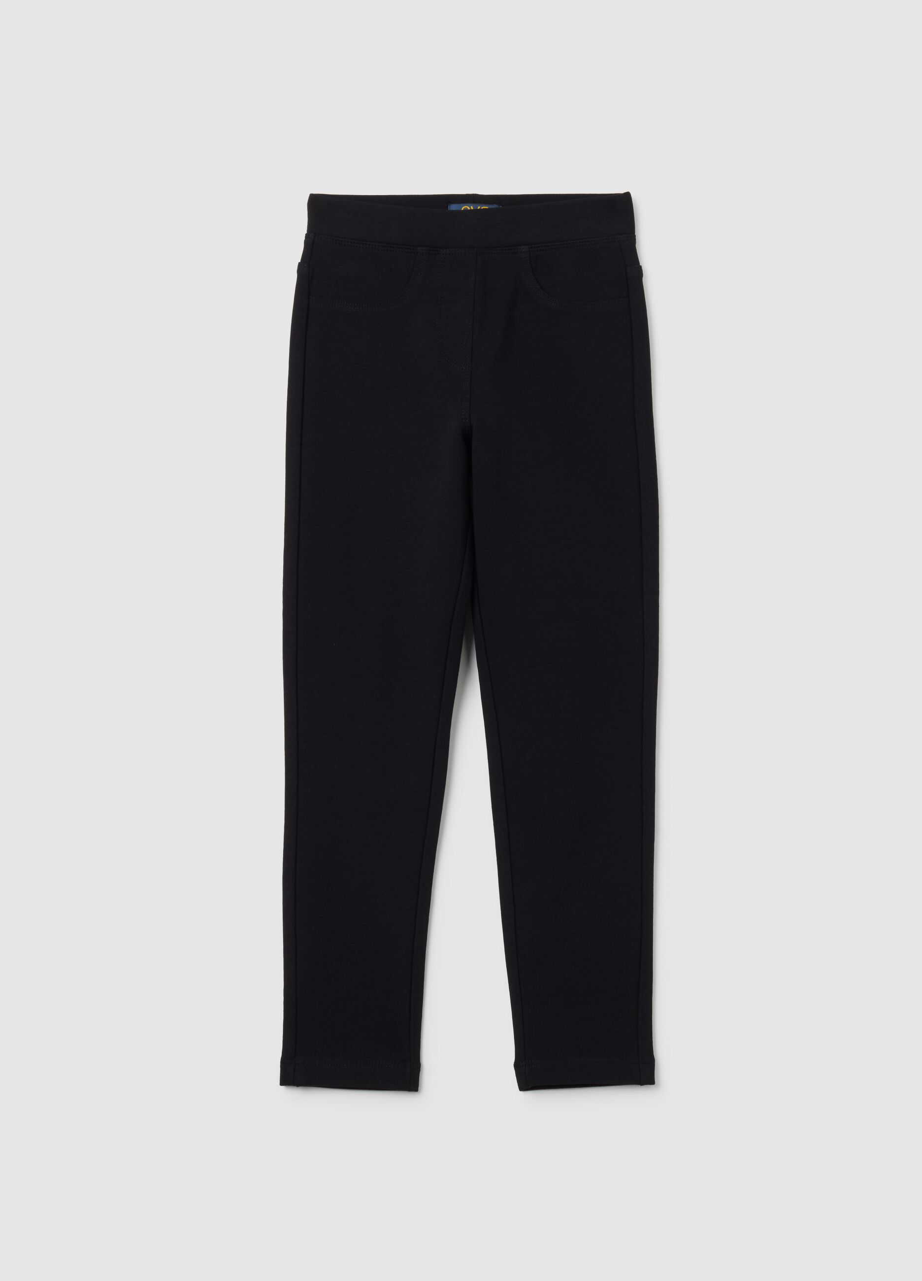 Girls' black cotton leggings regular fit