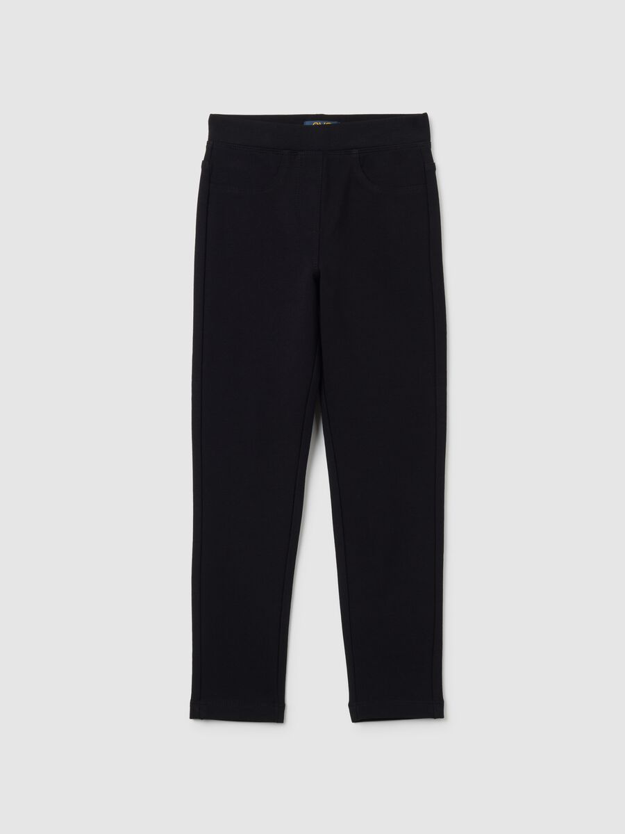Girls' black cotton leggings regular fit_0