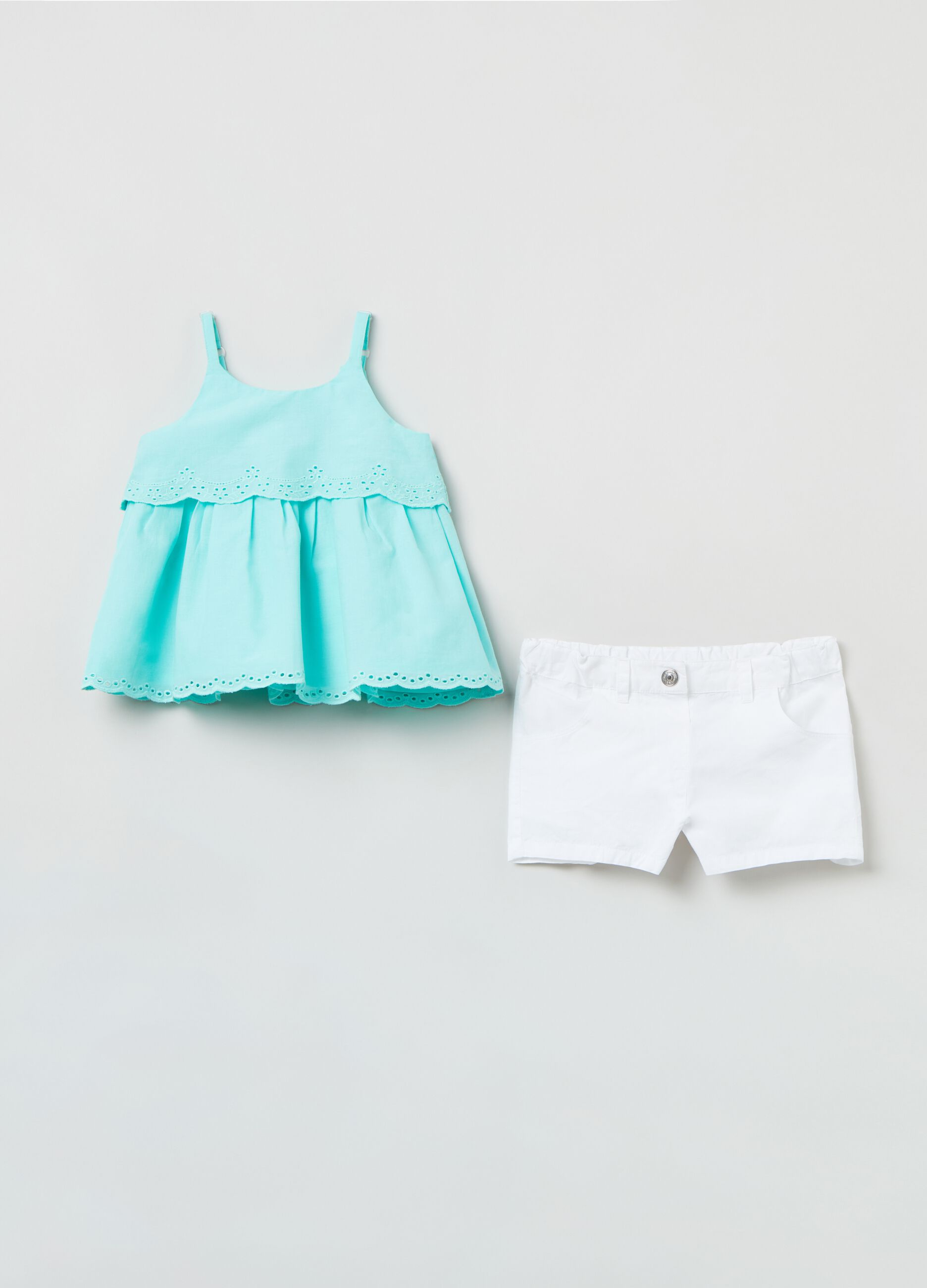 Broderie anglaise tank top and shorts set