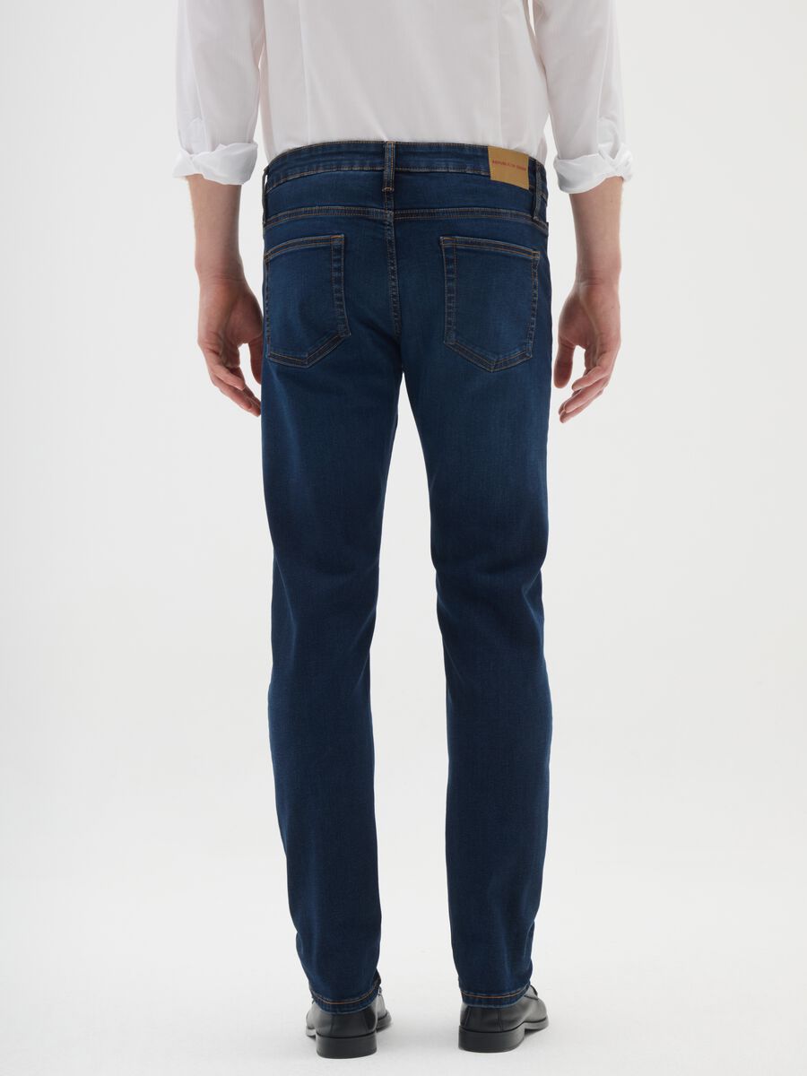 Blue slim fit denim trousers_2