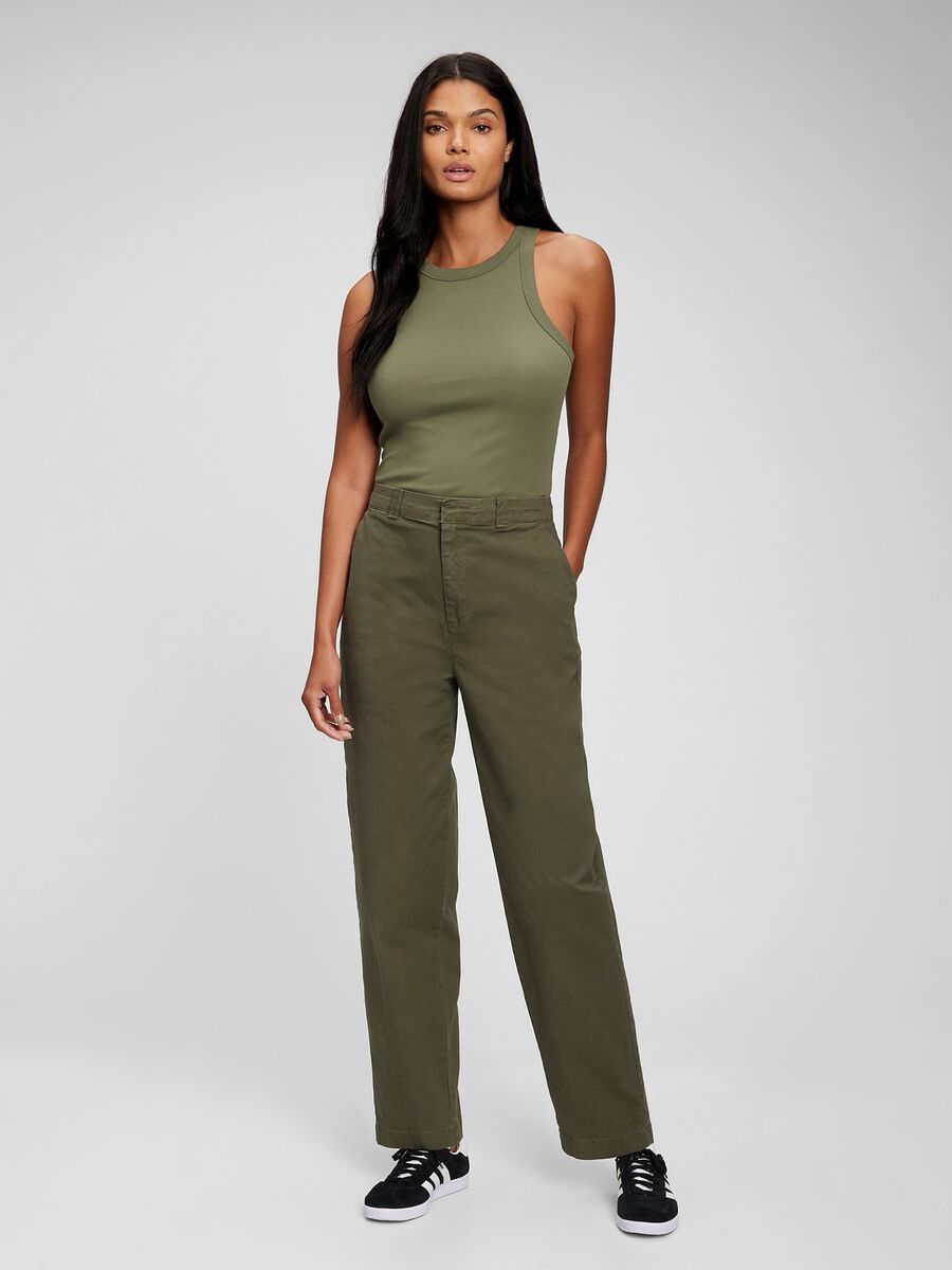 Pantaloni straight fit tinta unita_0