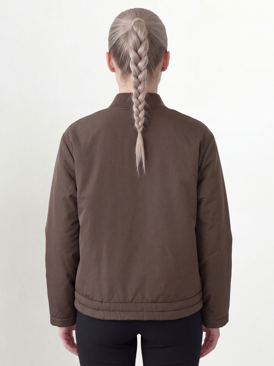 Brown padded regular-fit jacket with zip_3