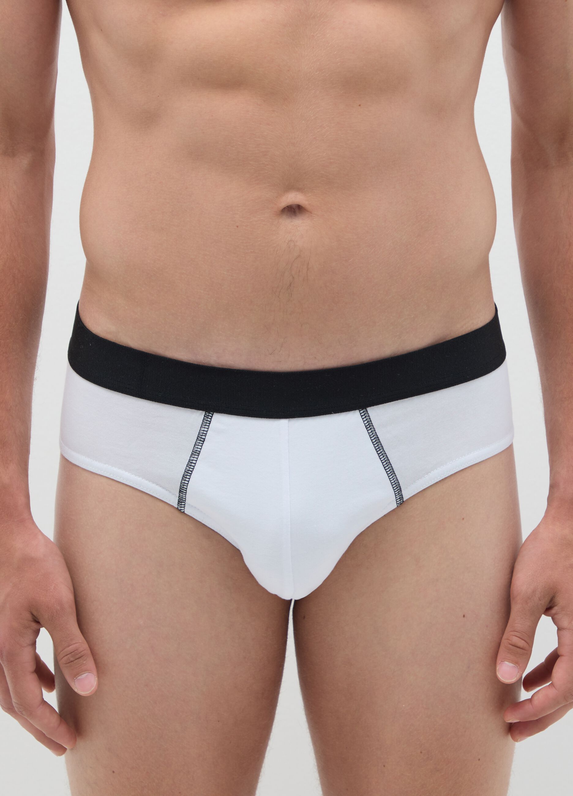 Set of white pure cotton regular fit briefs