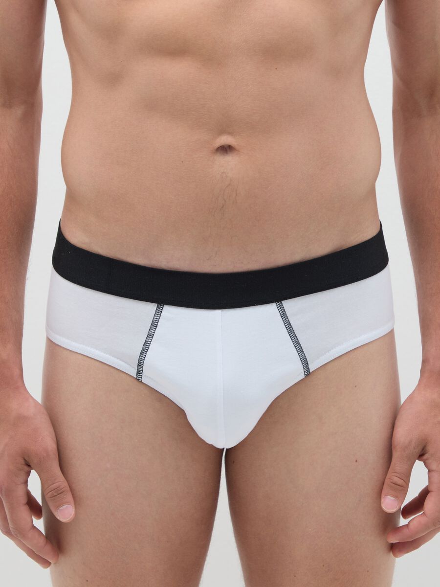 Set of white pure cotton regular fit briefs_1