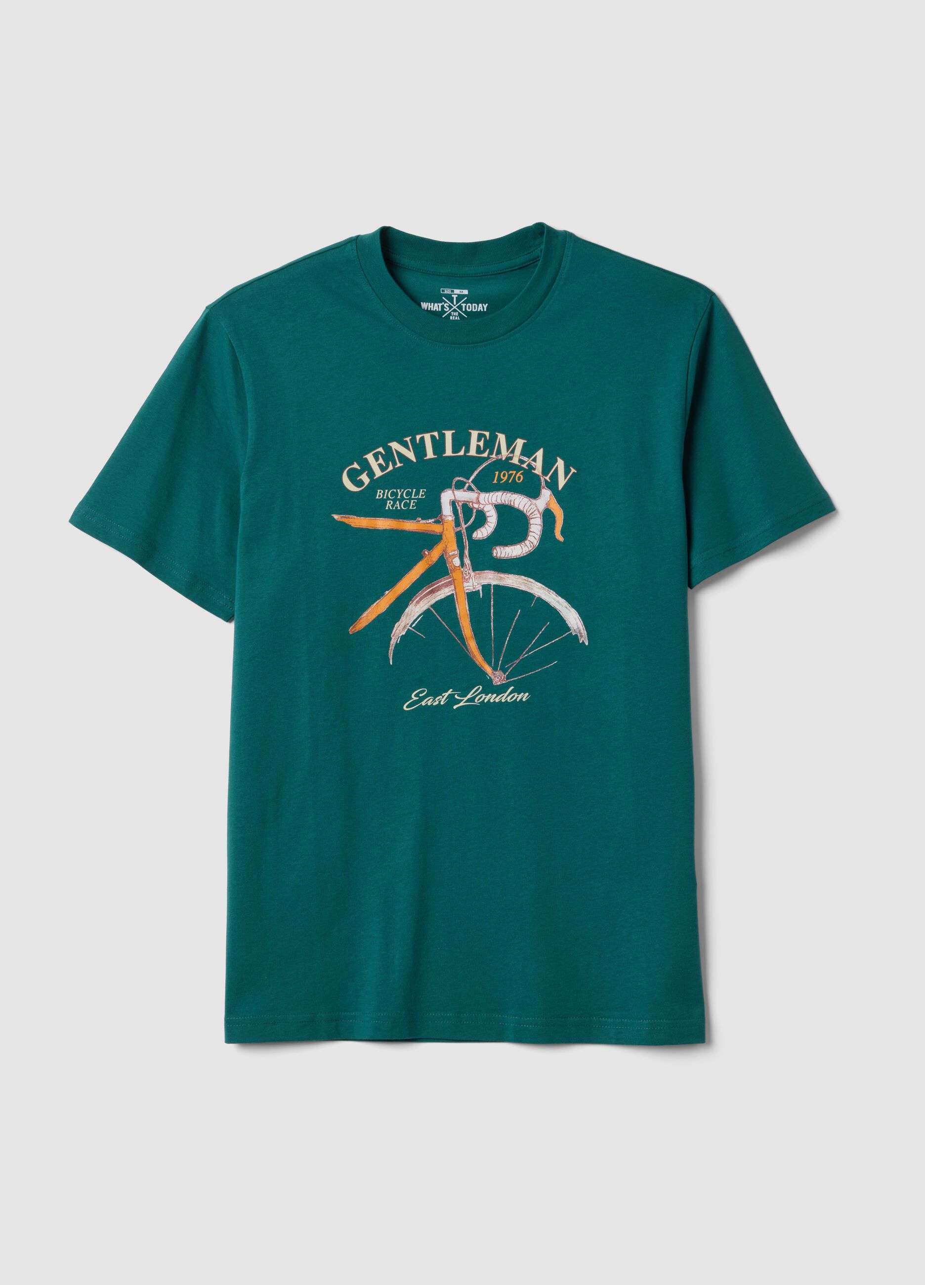T-shirt verde a maniche corte in puro cotone regular fit