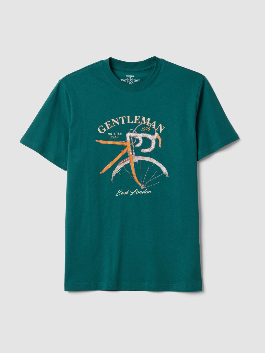 T-shirt verde a maniche corte in puro cotone regular fit_4