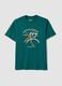T-shirt verde a maniche corte in puro cotone regular fit_4